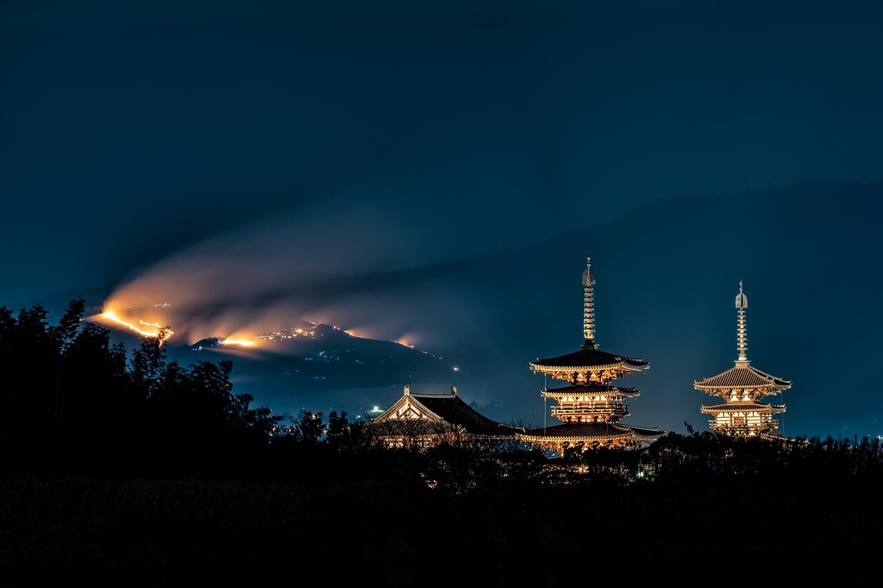 Pagoda at night